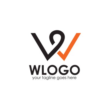 W harfi ilk logo tasarım vektör şablonu