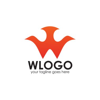W harfi ilk logo tasarım vektör şablonu