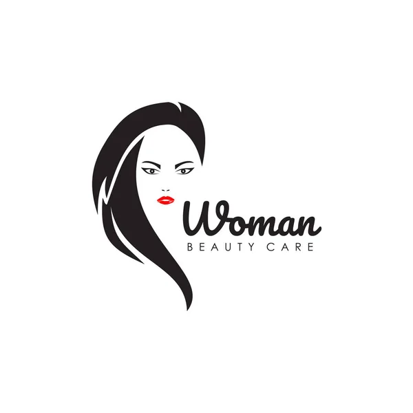 Σχεδιασμός Λογότυπου Περιποίησης Ομορφιάς Χρήση Εικονιδίου Προσώπου Γυναίκας — Διανυσματικό Αρχείο