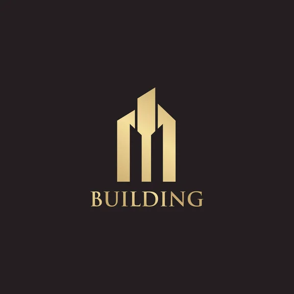 Design Logotipo Edifício Luxo Com Modelo Vetor Cor Dourada —  Vetores de Stock