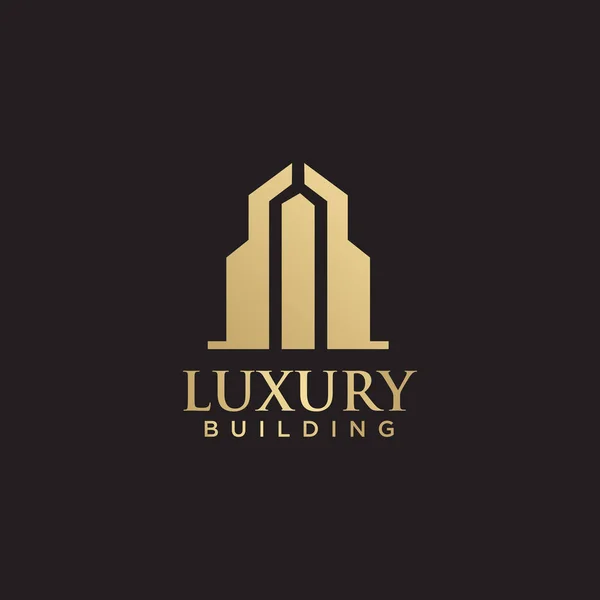 Розкішний Дизайн Логотипу Будівлі Шаблоном Векторного Золотого Кольору — стоковий вектор