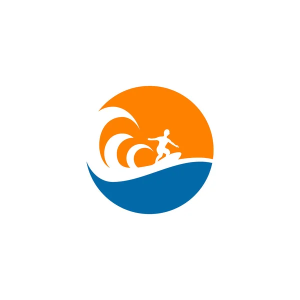 Surfer Logotipo Ícone Design Vetor Modelo — Vetor de Stock