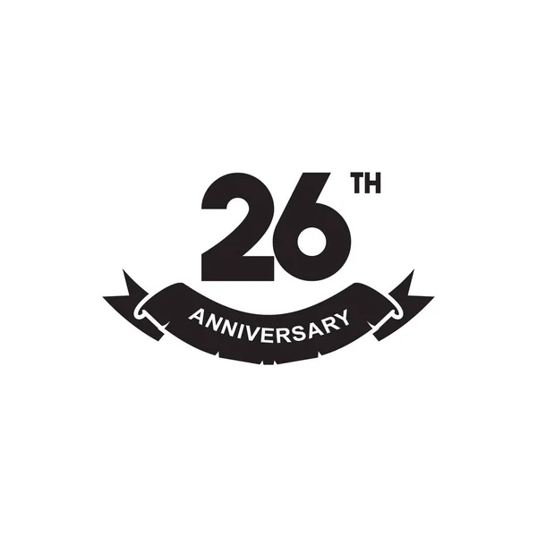 26周年記念エンブレムロゴデザインベクターテンプレート — ストックベクタ