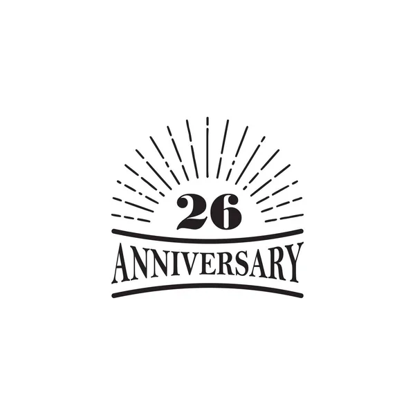 26º Aniversario Emblema Logotipo Diseño Vector Plantilla — Vector de stock
