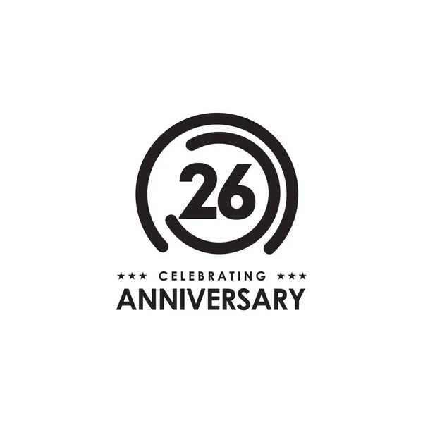 26周年記念エンブレムロゴデザインベクターテンプレート — ストックベクタ