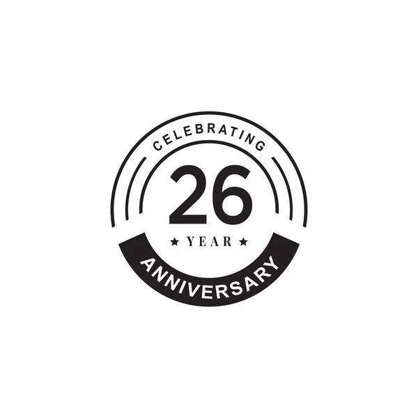 26º Aniversario Emblema Logotipo Diseño Vector Plantilla — Archivo Imágenes Vectoriales
