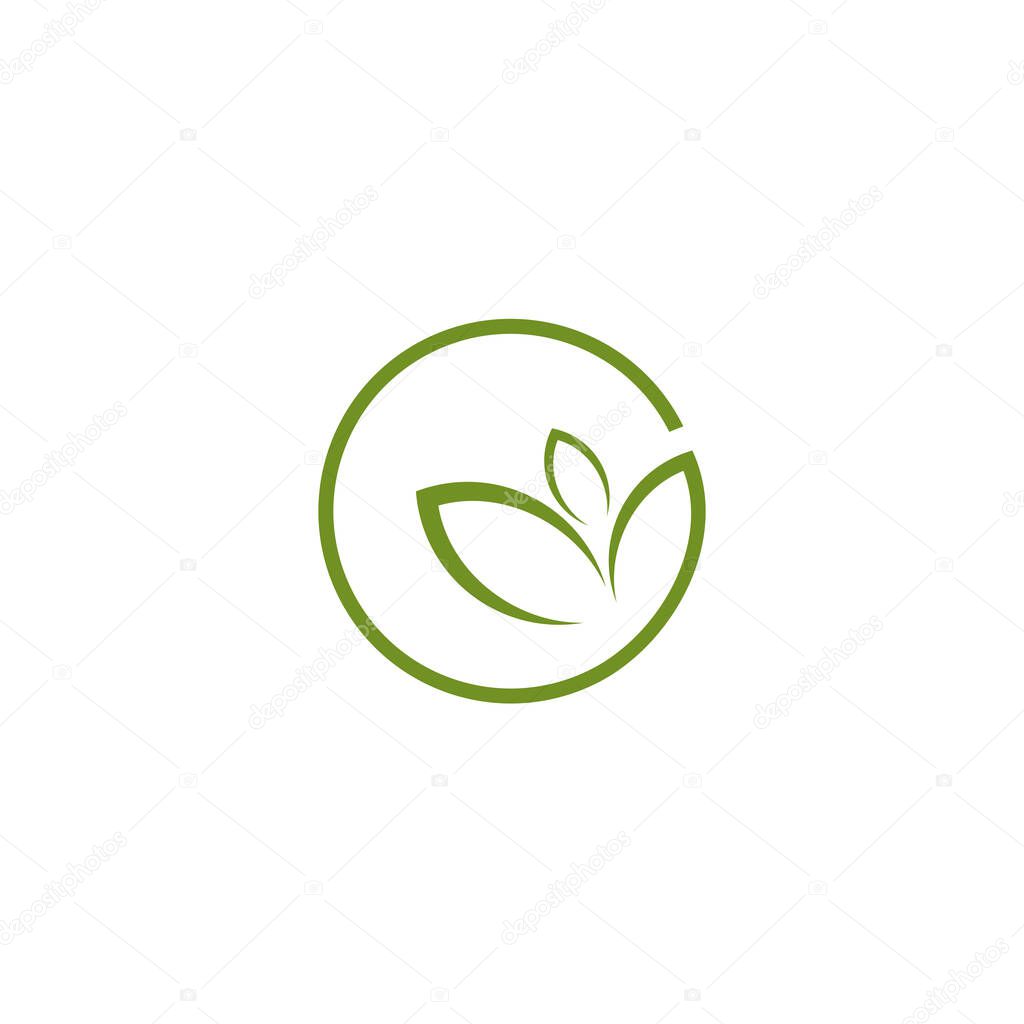 Green leaf logo design incorporated with rounded G letter template