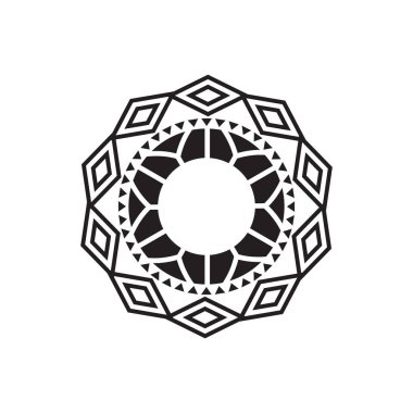 Kına, Mehndi, Tatoo, dekorasyon ve süs için siyah dairesel desenli mandala tasarımı