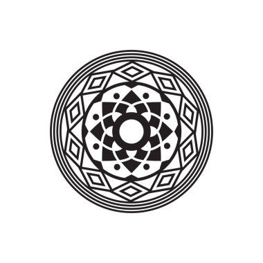Kına, Mehndi, Tatoo, dekorasyon ve süs için siyah dairesel desenli mandala tasarımı