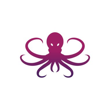 Ahtapot simgesi logo tasarım vektör şablonu