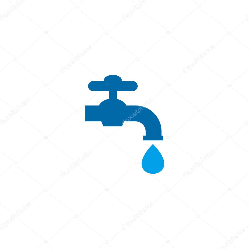Water faucet plumbing logo design vector template