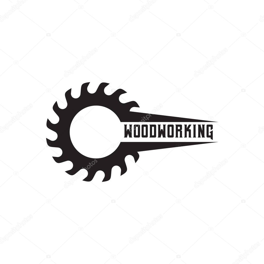 Circular saw logo design template for woodworking company