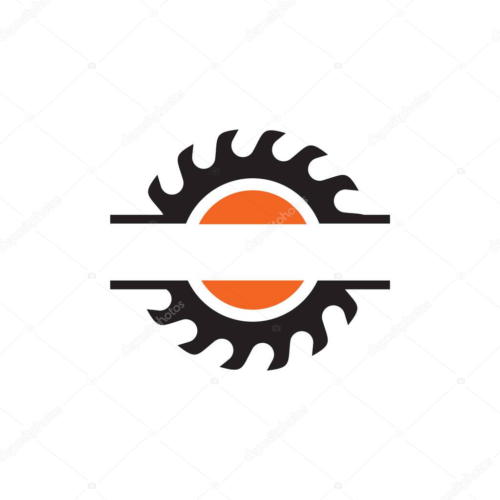 Circular saw logo design template for woodworking company