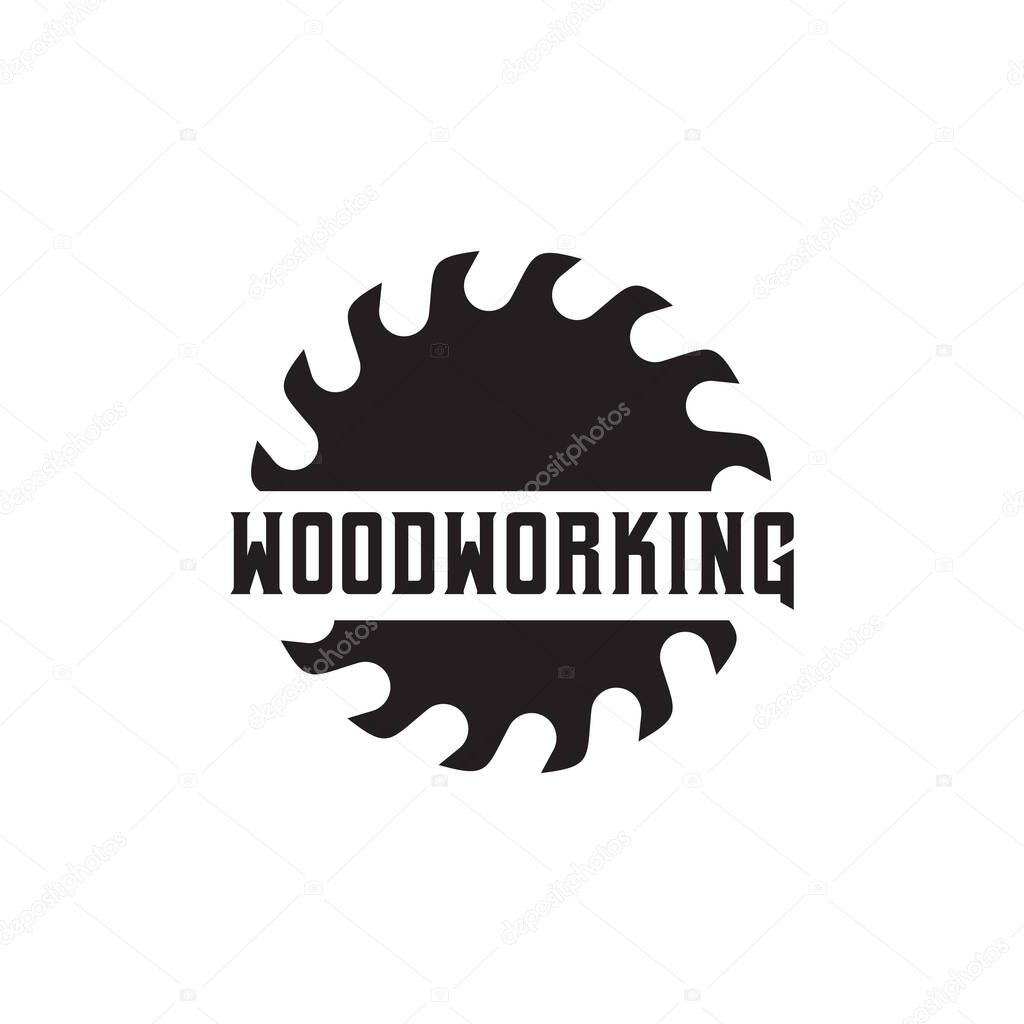Circular saw logo design template for woodworking company