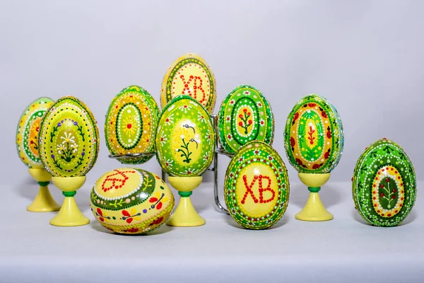 Huevos Pascua Pintados Mano Con Pinturas Acrílicas — Foto de Stock