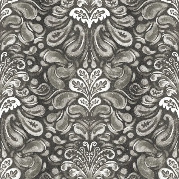 Gray Grunge Damask Repeat Pattern — стокове фото