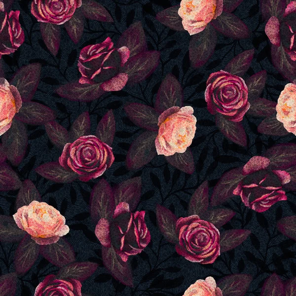 Padrão Textura Sem Costura Repetição Rosa Flores Amostra Ótimo Para — Fotografia de Stock