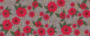 Bohem çiçekli, kusursuz vektör deseni. Modern grafik tekstil tasarımı. 