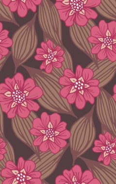 Bohem çiçekli, kusursuz vektör deseni. Modern grafik tekstil tasarımı. 