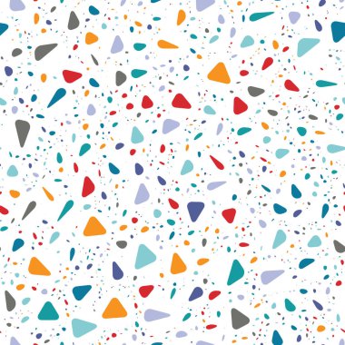 Kusursuz bir vektör örneği örneği. Benekli benekli tanecikler arka planda farklı boyutlarda ve renklerde.