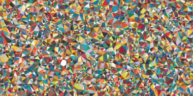 Çılgın renkli üçgen dokusu, kusursuz tekrarlanmayan vektör desen tasarımı. Soyut, geometrik, detaylı üretken sanat.