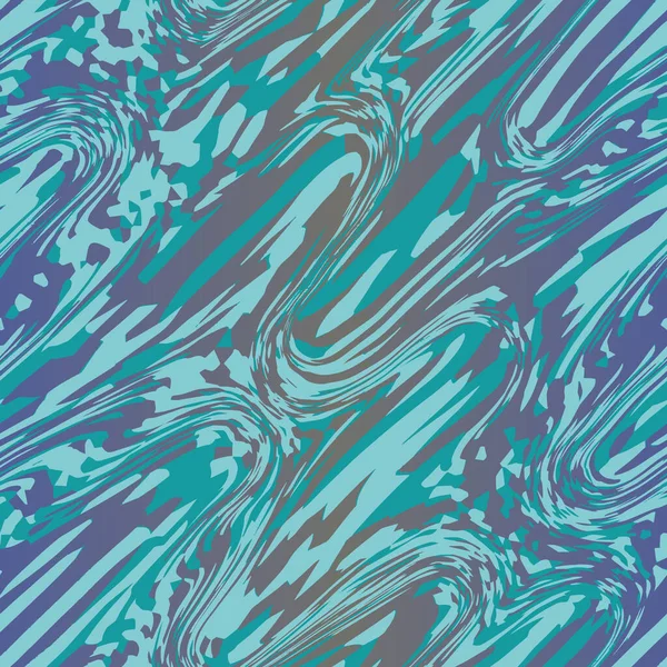 Wavy Curly Psychedelic Lines Artistic Abstract Vector Design Seamless Repeat — Stock Vector