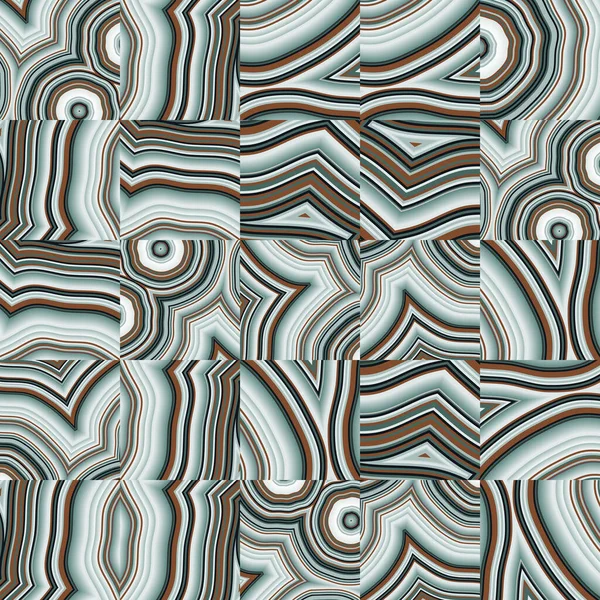 Agate Geode的Mosaic Tiles 无缝化重复矢量图样 结点和晶体中心 等高线 随机性 创生艺术 — 图库矢量图片