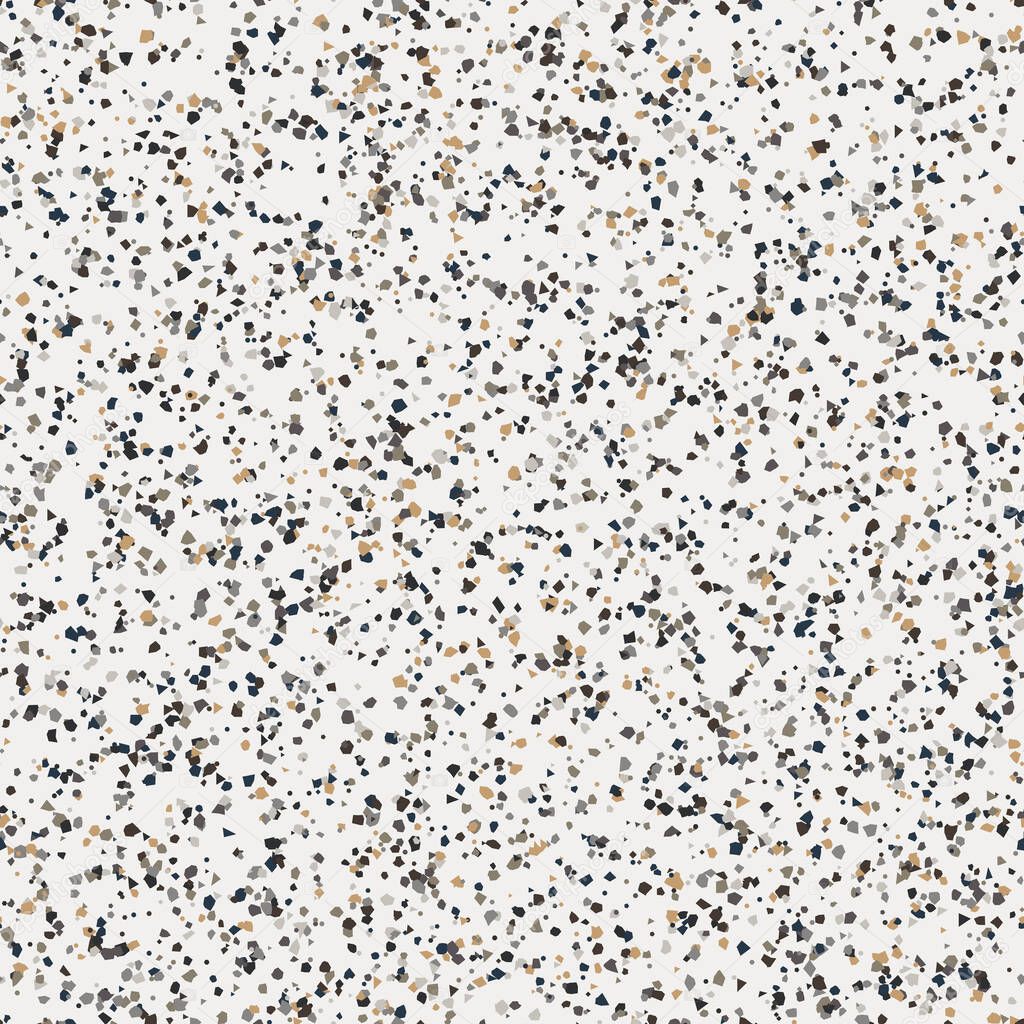 Seamless repeat vector pattern swatch.  Speckled spotty grains elements of different size and color on plain background.