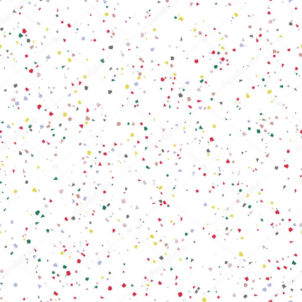 Seamless repeat vector pattern swatch.  Speckled spotty grains elements of different size and color on plain background.