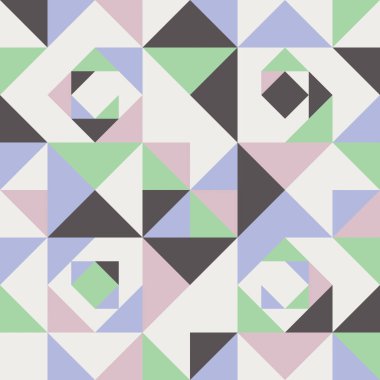 Tatlı, mutlu, geometrik, pürüzsüz, tekrar eden, vektör desenli mozaik. Bebek ve çocuklar için harika ev dekorasyonu ya da kırtasiye.