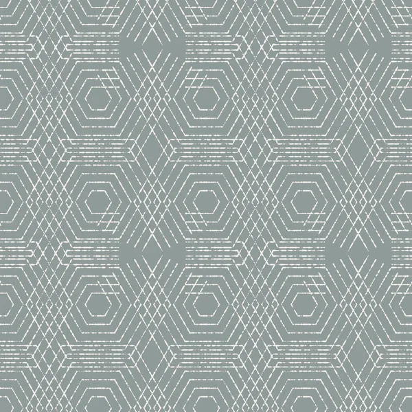 Grunge Hexagon Textured Abstract Geometric Seamless Repeat Vector Pattern Swatch — Stockvektor