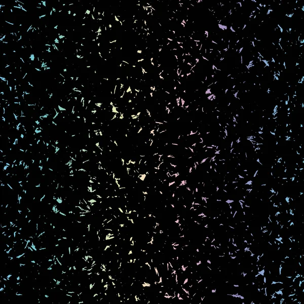 ホログラフィック真珠色の乳白色の幾何学的なシームレスな繰り返しベクトルパターンスウォッチ 斑点状のリサイクル元素 黒の背景に虹色のスペクトル — ストックベクタ