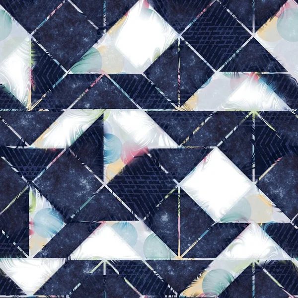 Geo pattern felice senza soluzione di continuità con navy e bianco — Foto Stock