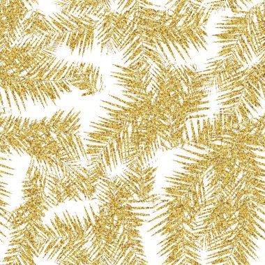 Altın parıltısı ve beyaz tropikal desenler