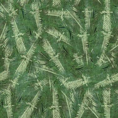 Yeşil tropikal palmiye yaprakları pürüzsüz desen bırakır