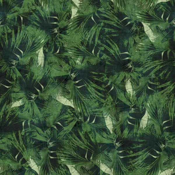 Zöld trópusi pálmafa levelek zökkenőmentes minta — Stock Fotó