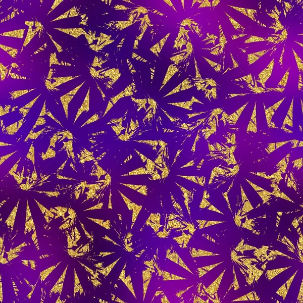 Золотий блиск і фіолетовий тропічний безшовний візерунок — стокове фото