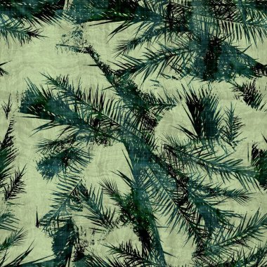 Yeşil tropikal palmiye yaprakları pürüzsüz desen bırakır