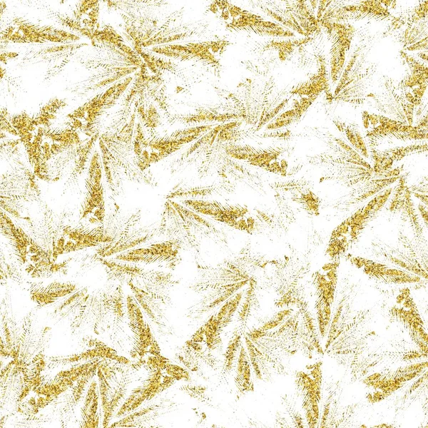 Brilho de ouro e padrão tropical sem costura branco — Fotografia de Stock