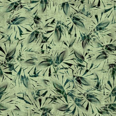 Yeşil tropikal palmiye yaprakları pürüzsüz desen bırakır