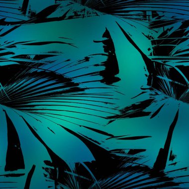 Miami gece tropikal siyah yapraklar gün batımı bulanıklığında