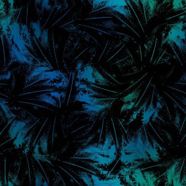 Miami gece tropikal siyah yapraklar gün batımı bulanıklığında