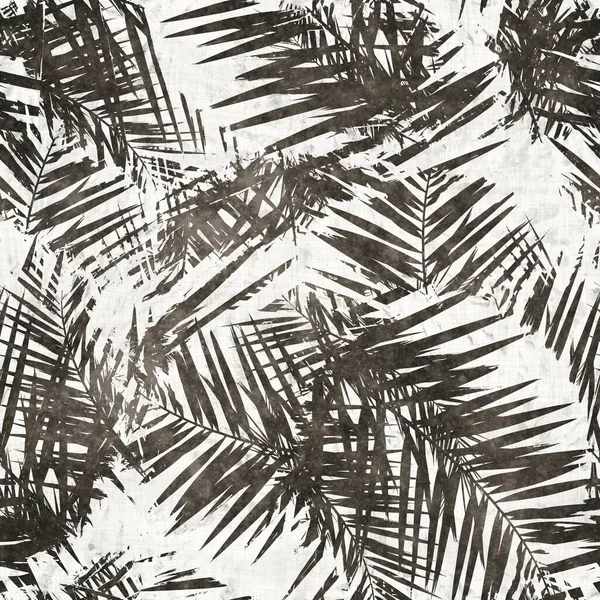 Neutral tropical palm tree leaves seamless pattern