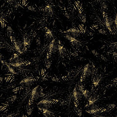 Altın parıltısı ve siyah tropikal desenler
