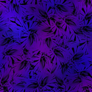 Miami gece tropikal siyah yapraklar gün batımı bulanıklığında