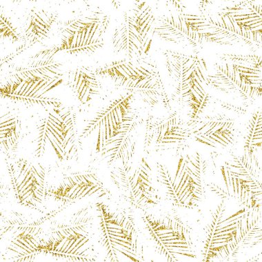 Altın parıltısı ve beyaz tropikal desenler