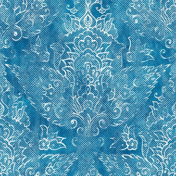 Bezešvé modré pero křížové modrotisk vzor — Stock fotografie