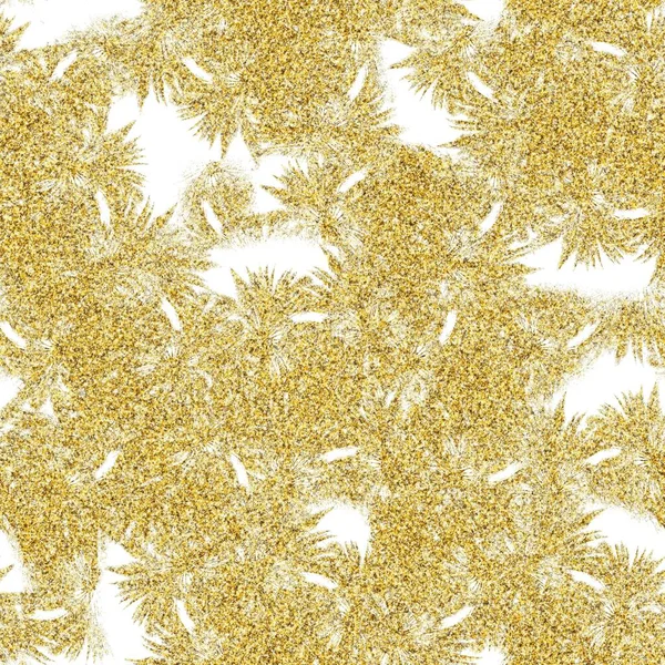 Gold glitter and white tropical seamless pattern