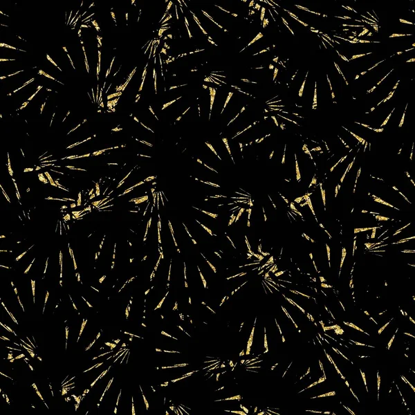 Guldglitter och svart tropiskt sömlöst mönster — Stockfoto