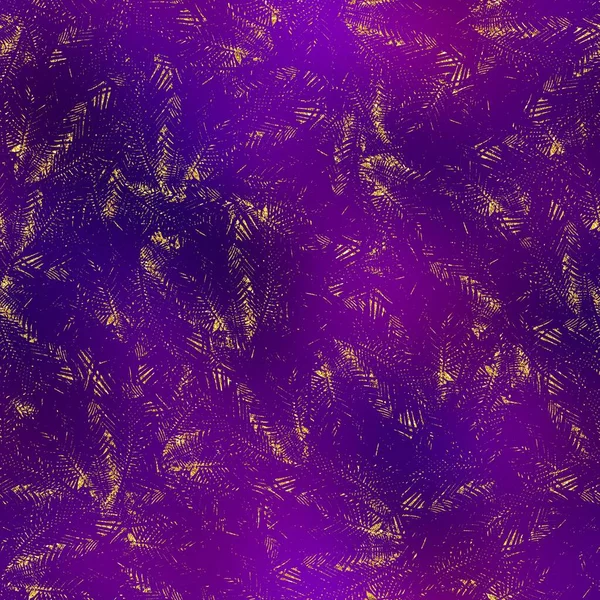 金色の輝きと紫の熱帯シームレスなパターン — ストック写真
